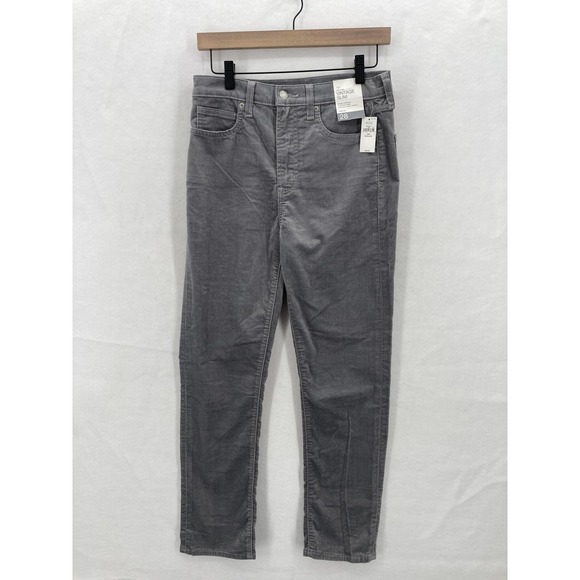 Gap Pants Womens 6 Pilot Grey Vintage Slim High Rise Stretch Ankle Velvet Preppy - Picture 1 of 16